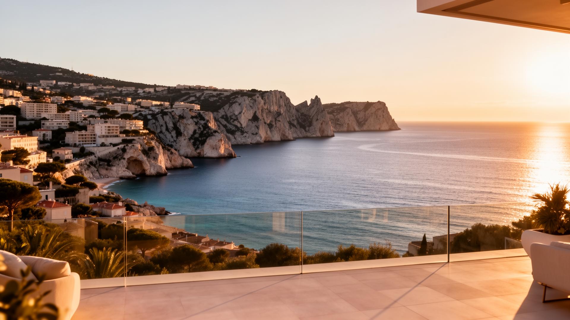 Vue aérienne du Vieux-Port de Marseille au coucher du soleil