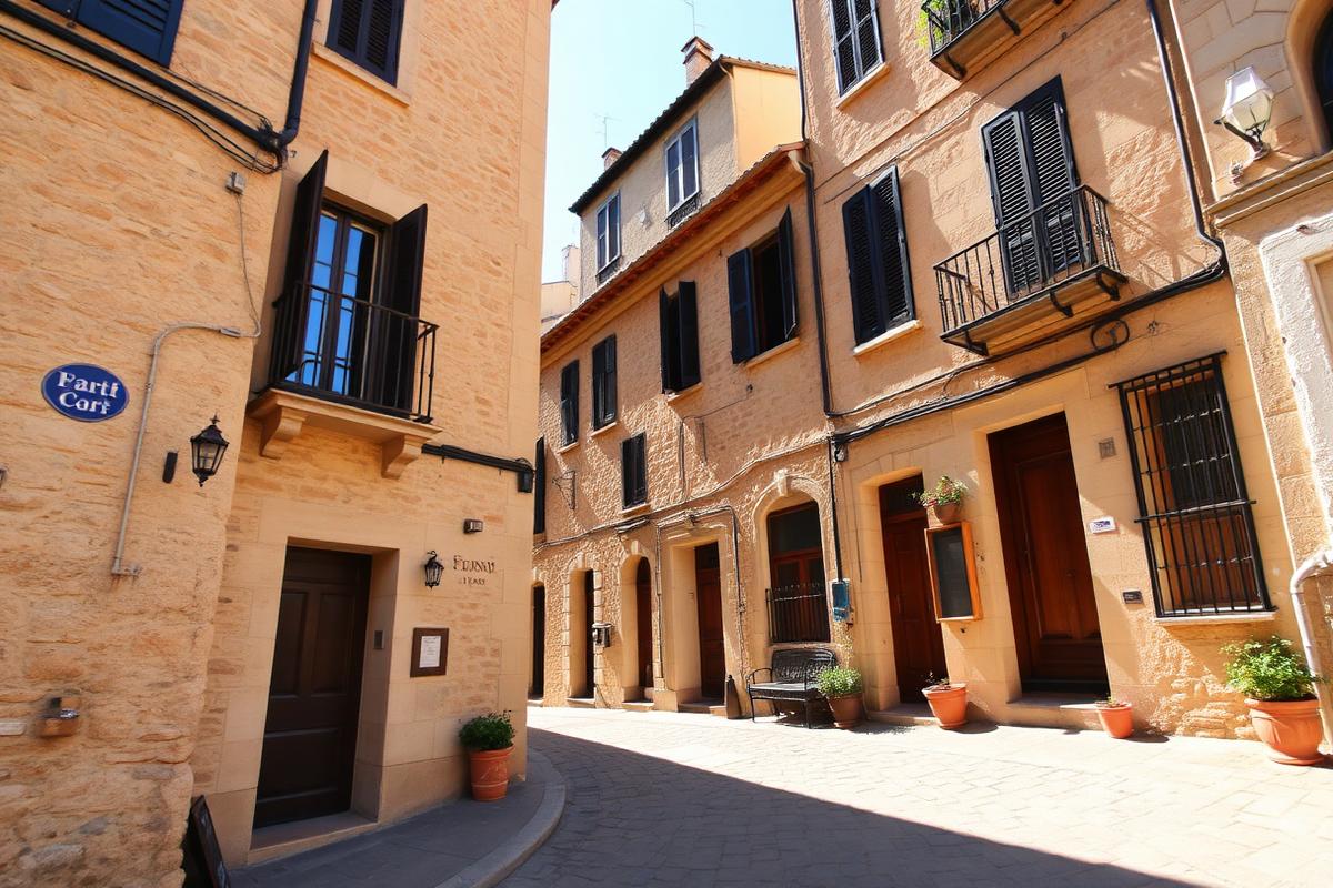 Ruelle de pierre ensoleillée d'un quartier ancien de Marseille
